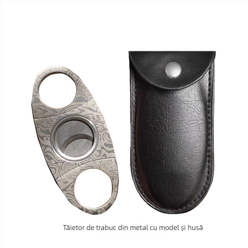 Tăietor de țigarete artizanal din oțel inoxidabil, cu model, finisaj șlefuit, lamă dublă, personalizabil