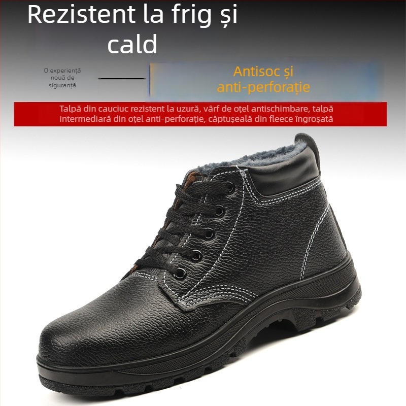 Pantofi de protecție pentru muncă pentru bărbați și femei, iarnă, încălțăminte cu înălțime mare, material: piele microfibră + plasă, vârf din oțel, protecție împotriva loviturilor și perforării, ușoare și rezistente