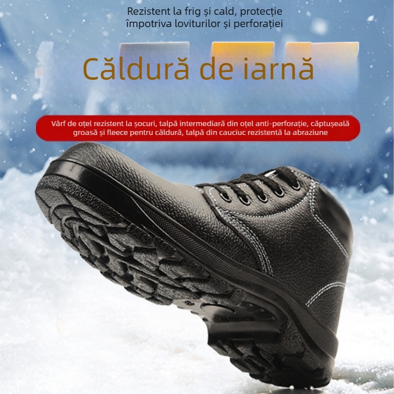 Pantofi de protecție pentru muncă pentru bărbați și femei, iarnă, încălțăminte cu înălțime mare, material: piele microfibră + plasă, vârf din oțel, protecție împotriva loviturilor și perforării, ușoare și rezistente