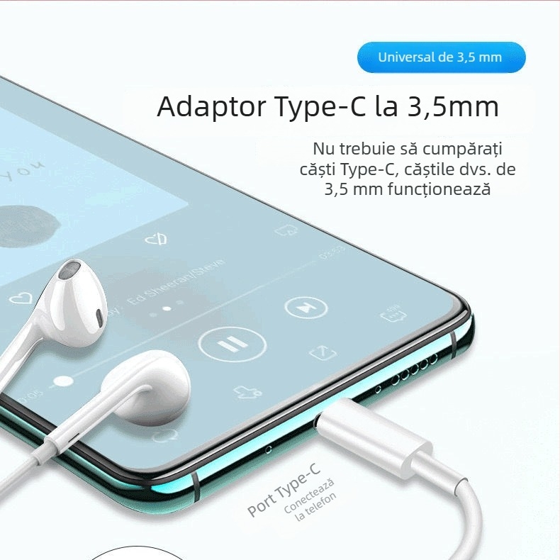 Adaptor USB-C pentru căști pentru telefoane Android – Journalists, TYPE-C interface headset adapter, mufă 3.5 mm