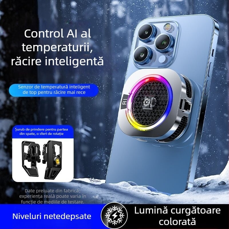Th16Pro Răcitor magnetic pentru telefon cu clips pe spate, răcire cu semiconductor cu două nuclee, 15W, ABS, Type-C, 150 g