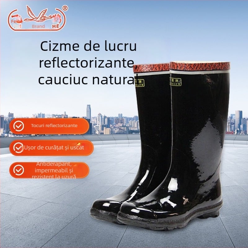 Feihe Ghete înalte pentru industrie și minerit, din cauciuc natural cu căptușeală din bumbac, antiaderente și rezistente la uzură, pentru minele subterane de cărbune (pentru bărbați)