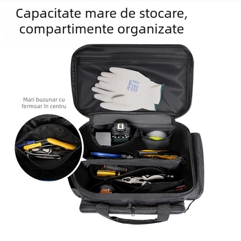 Geantă de transport pentru unelte cu fund întărit, capac de susținere, antiderapantă și rezistentă la uzură