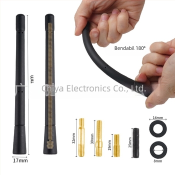 Antena telescopică pentru radio auto, cu compatibilitate universală, montaj filetat, tijă decorativă din cauciuc pentru exterior