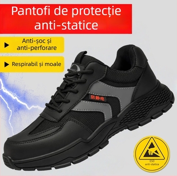 Pantofi de lucru de protecție, antistatice, antișoc și anti-perforație, respirabili, cu vârf din plastic, cu înălțime înaltă