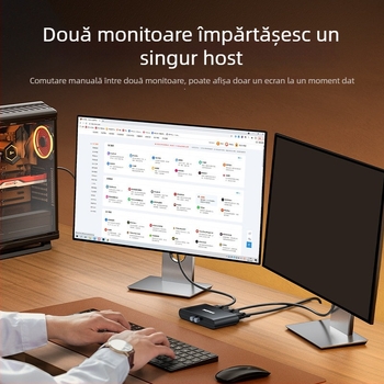 Comutator VGA, 1 intrare - 2 ieșiri, rezoluție 1920x1080, sistem universal, model QHG21, pentru videoconferințe
