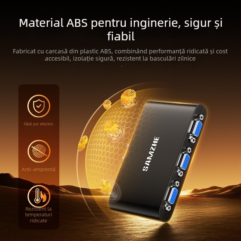 Comutator VGA, 1 intrare - 2 ieșiri, rezoluție 1920x1080, sistem universal, model QHG21, pentru videoconferințe