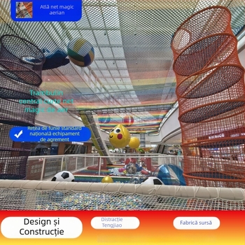 Trambulină de interior pentru copii, pe înălțime, cu plasă de siguranță pentru escaladare, 3–14 ani