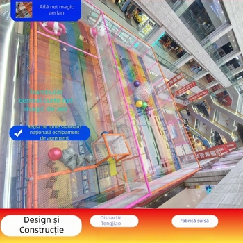 Trambulină de interior pentru copii, pe înălțime, cu plasă de siguranță pentru escaladare, 3–14 ani