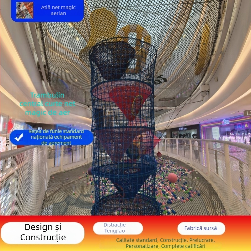 Trambulină de interior pentru copii, pe înălțime, cu plasă de siguranță pentru escaladare, 3–14 ani