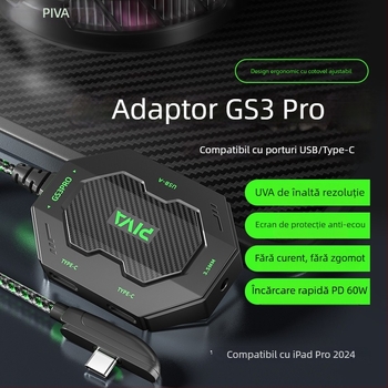Piva GS3 adaptor pentru Huawei și Xiaomi, USB-C și Mini USB, încărcare rapidă 3-în-1 până la 60W, construcție țesută