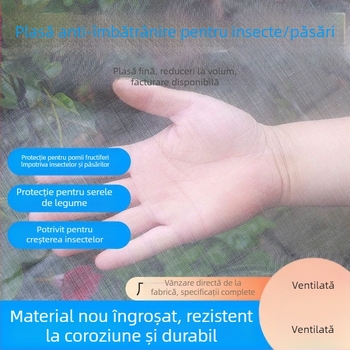 Plasă de seră anti-insecte și anti-păsări, cu plasă densă, pentru legume și pomi fructiferi