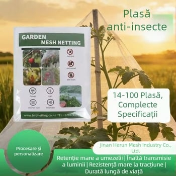 Plasă insecte pentru seră, material polietilenă, model 002, ochiuri 14–120, diametru fir 10–20, durată de viață 3–5 ani