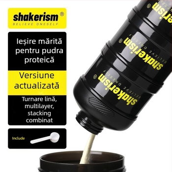 Cutie dozare pudră de lapte cu pâlnie din plastic, alimentară, portabilă, potrivită pentru pudră proteică