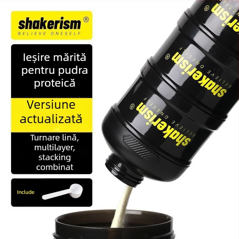 Cutie dozare pudră de lapte cu pâlnie din plastic, alimentară, portabilă, potrivită pentru pudră proteică
