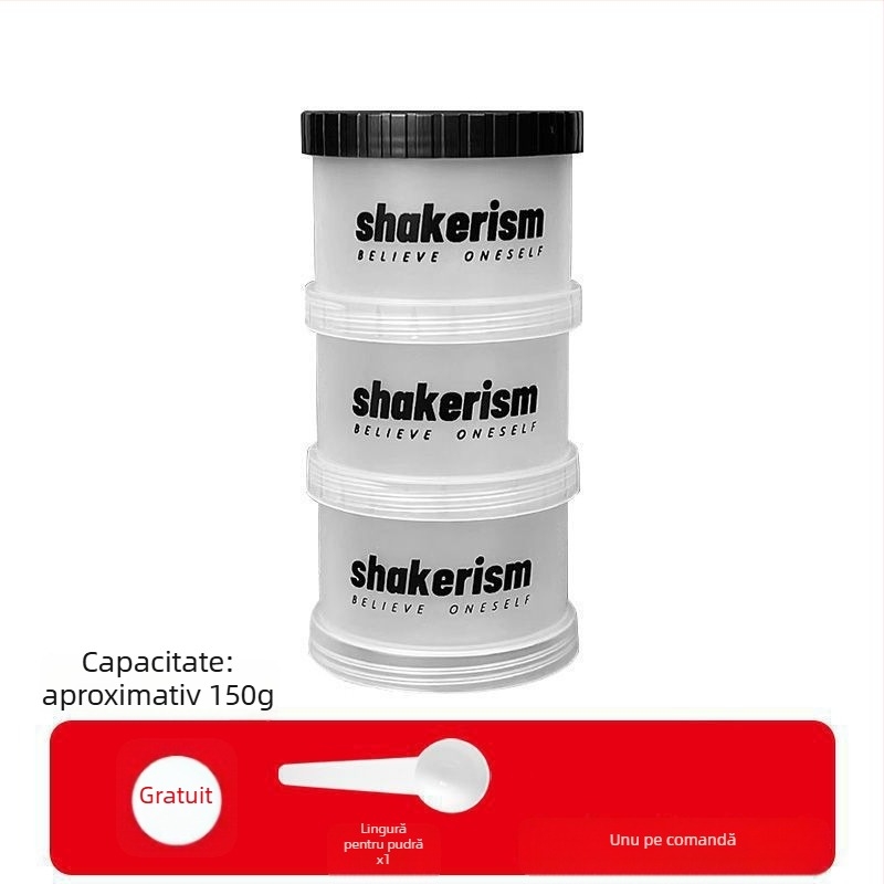 Cutie dozare pudră de lapte cu pâlnie din plastic, alimentară, portabilă, potrivită pentru pudră proteică