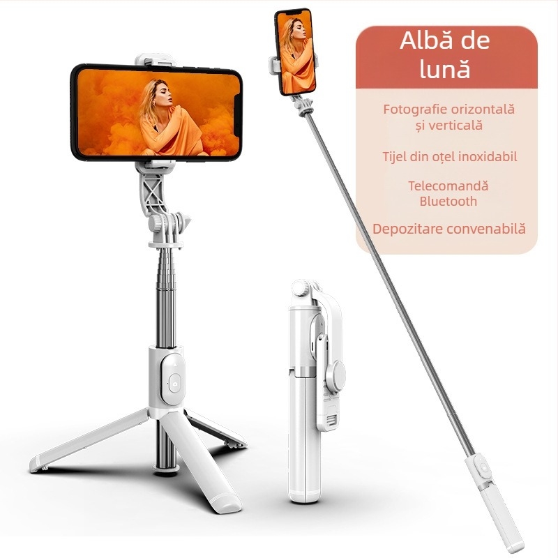 Monopod pentru telefon Q02 stabilizator cu telecomandă Bluetooth, portabil, ABS + oțel inoxidabil, stil universal