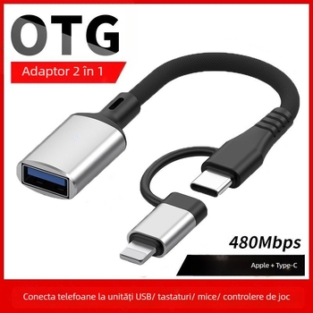 Adaptor OTG Type-C 2-în-1, convertor USB flash și cititor de carduri, marcă Sen dasheng, model Otg adapter cable, compatibil universal