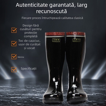 Ghete de siguranță Flying Crane înalte, cu vârf din oțel, din cauciuc natural și căptușire din bumbac, protecție anti-soc, pentru minerit subteran, antiderapante, rezistente