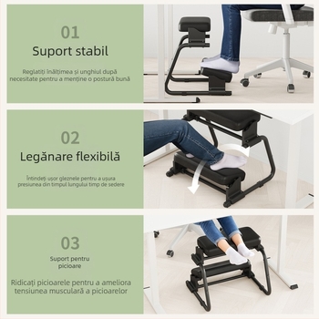 Sprijin pentru picioare de birou, ergonomic, antiderapant, metalic, reglabil înălțime, Model Z Footrest