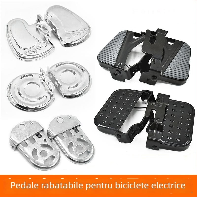 Pedal pentru bicicletă electrică, față, pentru modificări la EV, material fier, finisaj emailat la cuptor, cod RZJD1