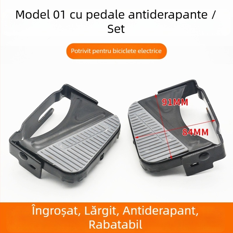 Pedal pentru bicicletă electrică, față, pentru modificări la EV, material fier, finisaj emailat la cuptor, cod RZJD1