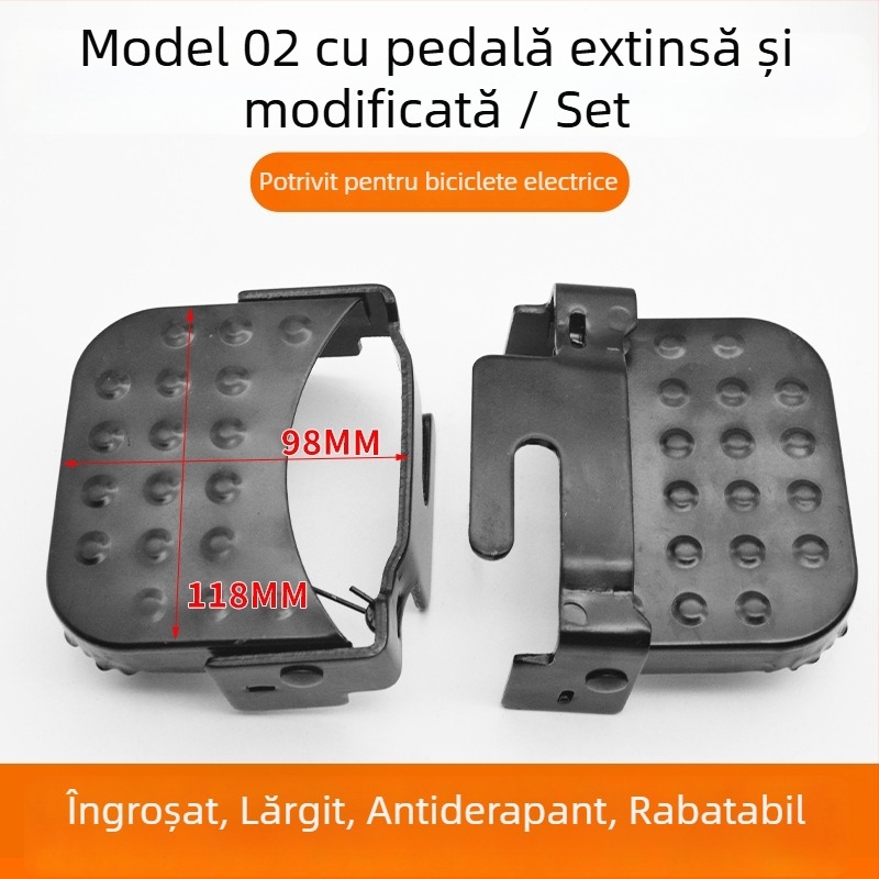 Pedal pentru bicicletă electrică, față, pentru modificări la EV, material fier, finisaj emailat la cuptor, cod RZJD1