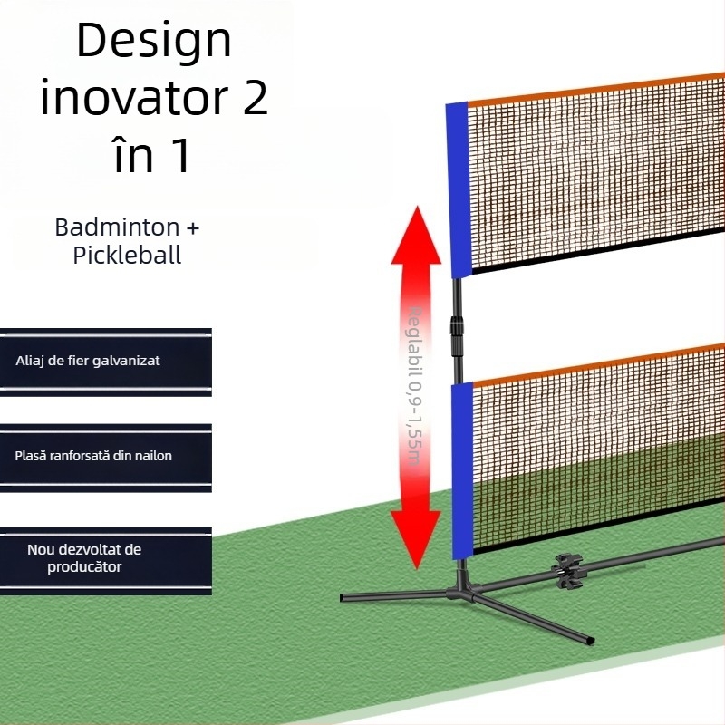 Cadru portabil de plasă pentru badminton, pentru interior și exterior, design 2 în 1, personalizabil