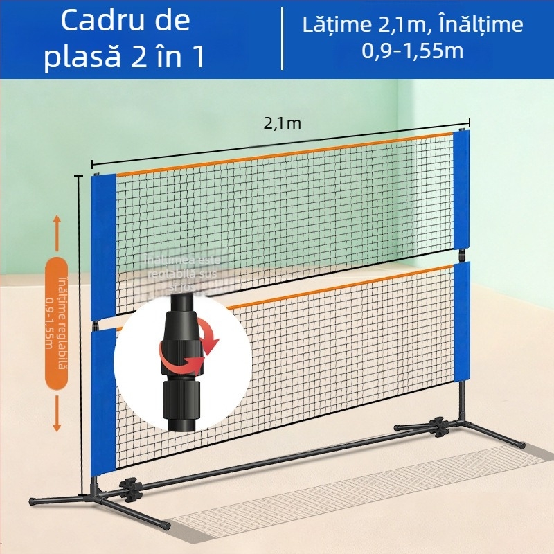 Cadru portabil de plasă pentru badminton, pentru interior și exterior, design 2 în 1, personalizabil