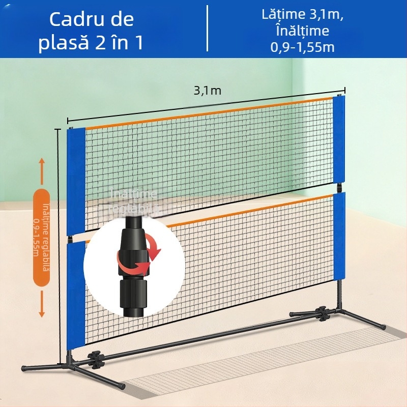 Cadru portabil de plasă pentru badminton, pentru interior și exterior, design 2 în 1, personalizabil