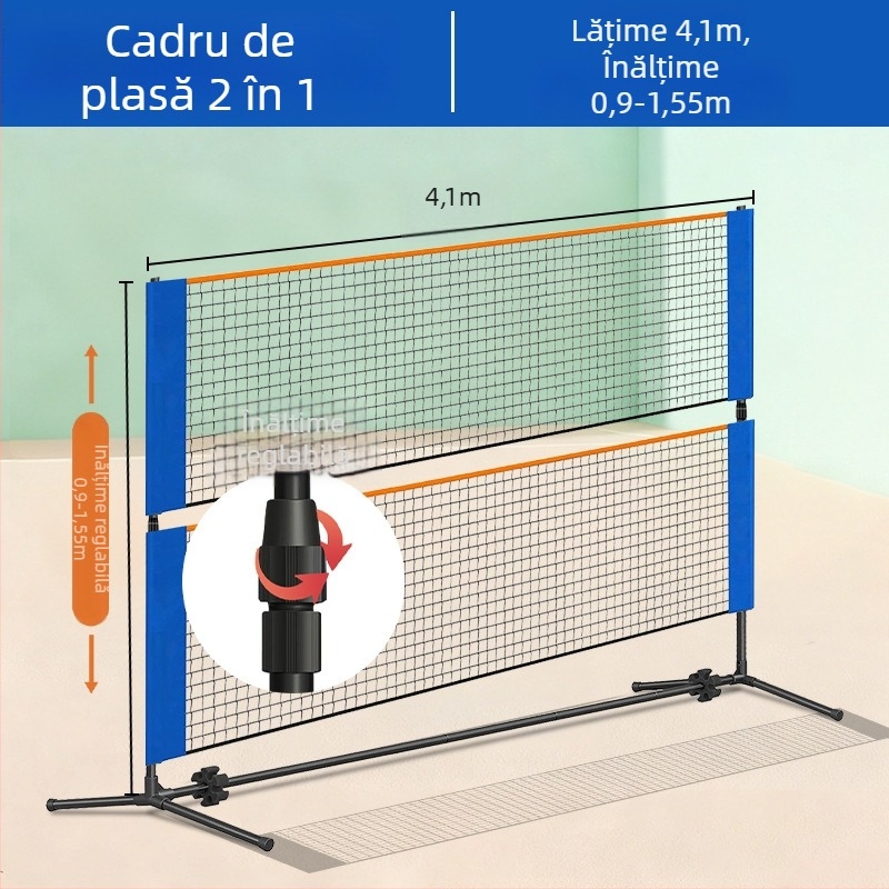 Cadru portabil de plasă pentru badminton, pentru interior și exterior, design 2 în 1, personalizabil