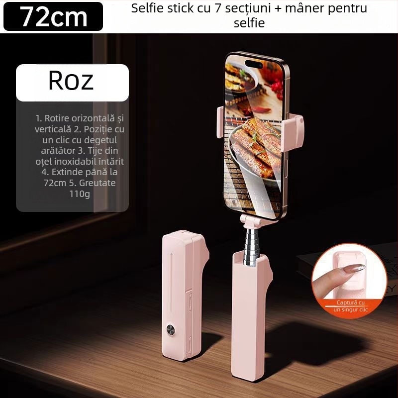 Monopod selfie Bluetooth mini cu rotație 360°, telecomandă inclusă, material ABS, compatibil IBIS
