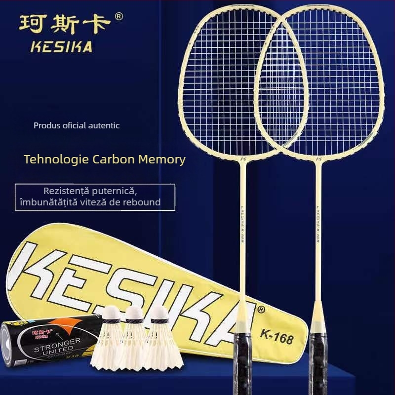 Coska set de rachete badminton, cadru din fibră de sticlă, 95–100 g, mâner G4, șnururi din nailon