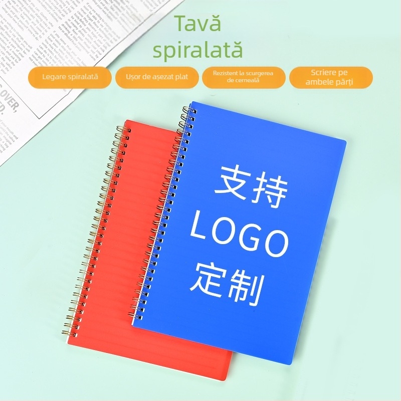 Caiet cu spirala, simplu și la modă; 60 de pagini, greutate a hârtiei personalizabilă, procesare personalizabilă.