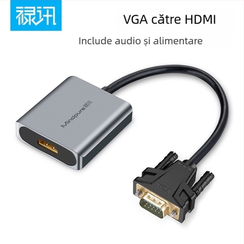 Convertor VGA la HDMI, adaptor, 1080p, cip Hongjing ms9288a, Windows 7/8/10/11/xp, modele Ad031/Ad014, OEM disponibil