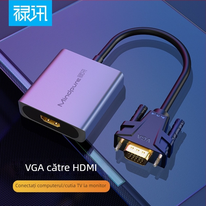 Convertor VGA la HDMI, adaptor, 1080p, cip Hongjing ms9288a, Windows 7/8/10/11/xp, modele Ad031/Ad014, OEM disponibil