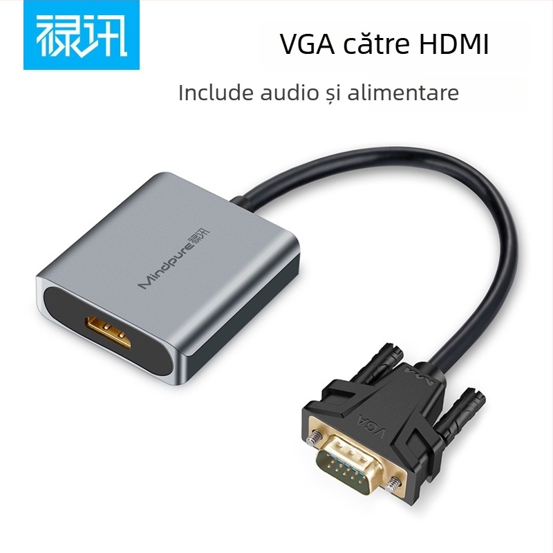 Convertor VGA la HDMI, adaptor, 1080p, cip Hongjing ms9288a, Windows 7/8/10/11/xp, modele Ad031/Ad014, OEM disponibil