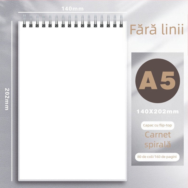 Caiet PP cu spirală, hârtie 80 g, 80 foi