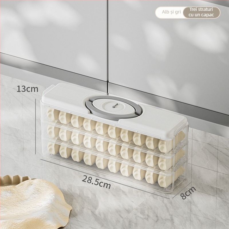 Cutie de depozitare pentru găluște în frigider – stil Nordic, plastic alimentar, sigilată, portabilă, potrivită pentru congelare