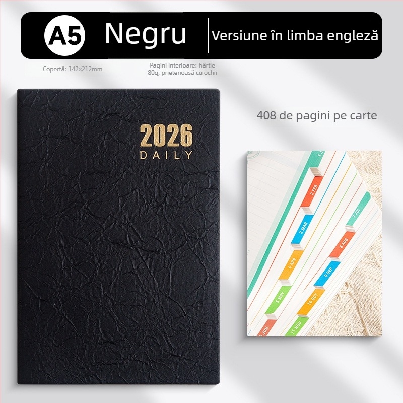 Caiet LIMAI, legare cu adeziv, stil minimalist (hârtie interioară dublu acoperită, 80 gsm, 300–400 pagini)