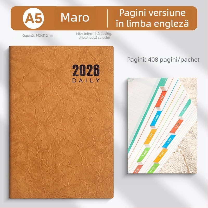 Caiet LIMAI, legare cu adeziv, stil minimalist (hârtie interioară dublu acoperită, 80 gsm, 300–400 pagini)