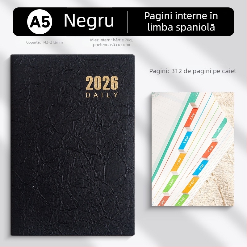 Caiet LIMAI, legare cu adeziv, stil minimalist (hârtie interioară dublu acoperită, 80 gsm, 300–400 pagini)