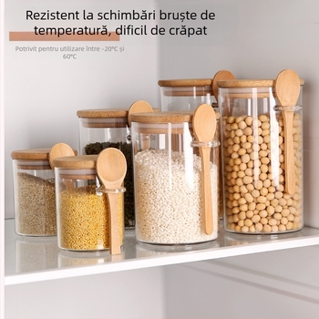 Recipient rotund din plastic, sigilat, pentru depozitare de produse uscate – 501–800 ml, ceai, boabe de cafea, gustări și cereale