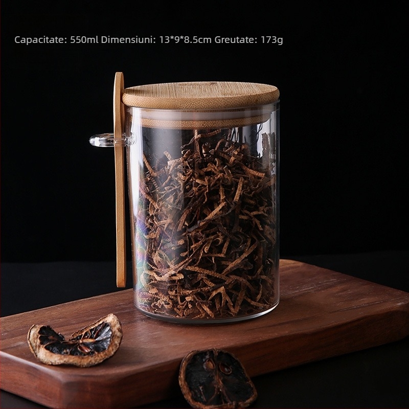 Recipient rotund din plastic, sigilat, pentru depozitare de produse uscate – 501–800 ml, ceai, boabe de cafea, gustări și cereale