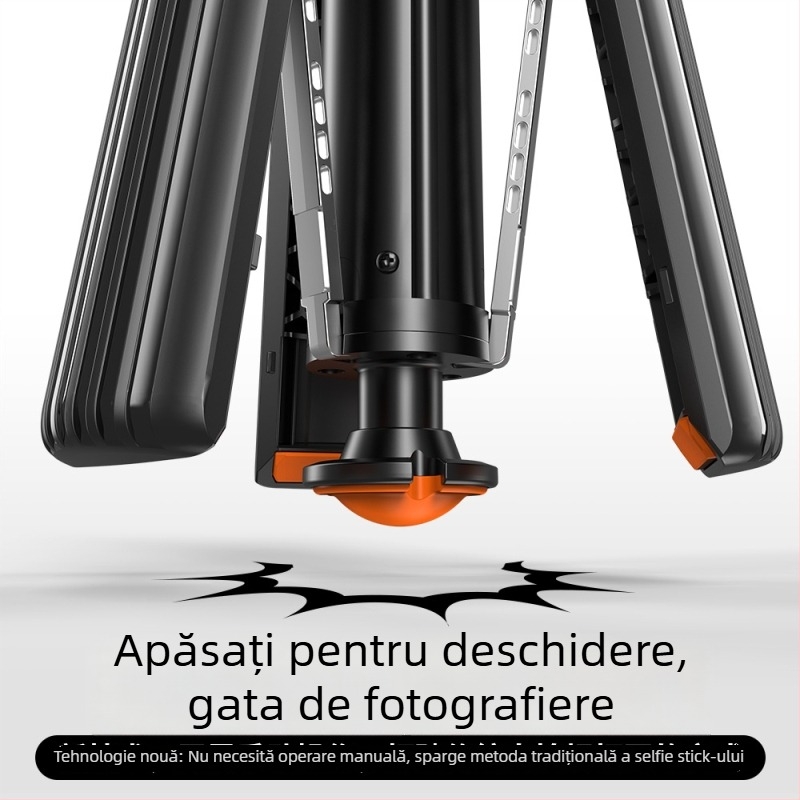 Selfie Stick Tripod – aliaj de aluminiu, Bluetooth, telecomandă, iluminare de umplere, universal