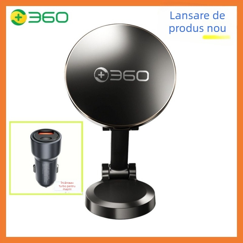 Încărcător magnetic fără fir pentru mașină 360, 15W, încărcare rapidă, suport pliabil pe planșa de bord