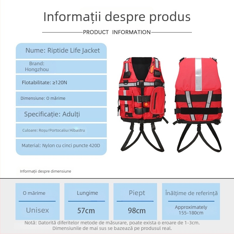 Hongzhou Rapids Vestă de Salvare pentru Apă – pentru adulți, cu plutabilitate mare, utilizare profesională în stingerea incendiilor și situații de dezastre