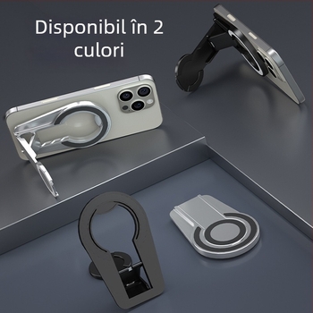 Suport de birou pentru telefon și tabletă cu prindere magnetică bidirecțională, rotativ și pliabil, reglaj în trei niveluri