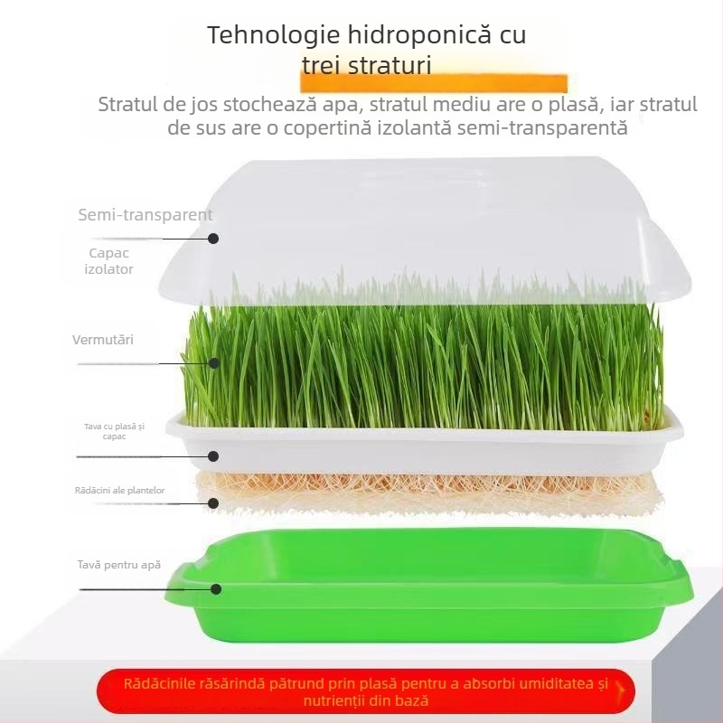 Ghiveci din plastic pentru răsaduri, cu tavă hidroponică cu două niveluri