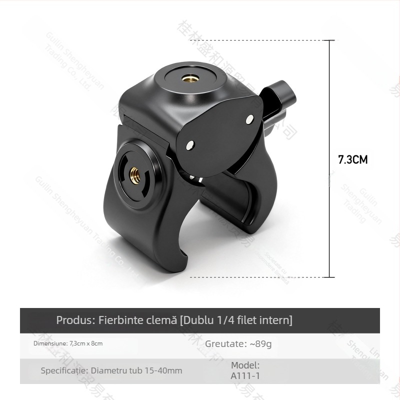 Suport universal pentru telefon mobil pentru transmisiuni live, cu clemă cu mai multe poziții pentru țeavă de bicicletă și trepied gimbal – Material ABS